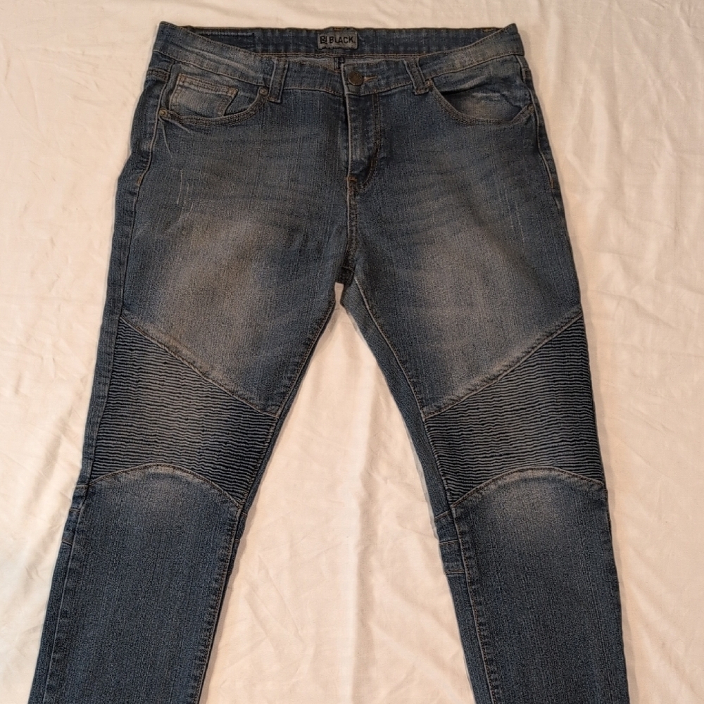CJ Black Men's Moto Skinny Jeans - Classic Blue